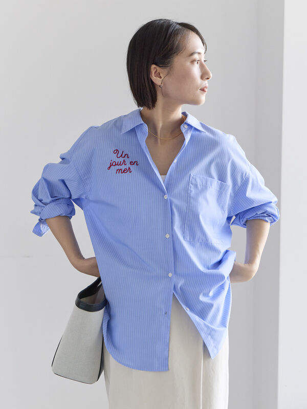 ポイント刺繍シャツ《2026 spring catalog item》（ストライプ）｜Te chichi（テチチ）通販