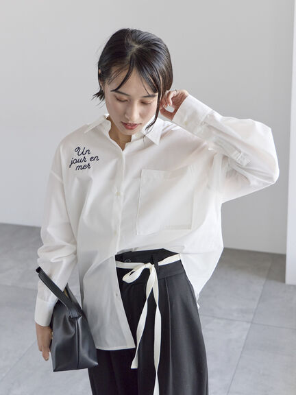 ポイント刺繍シャツ《2026 spring catalog item》（オフホワイト/ストライプ/チェック）｜Te chichi（テチチ）通販