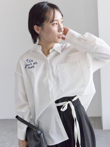 ポイント刺繍シャツ《2026 spring catalog item》（オフホワイト/ストライプ/チェック）｜Te chichi（テチチ）通販