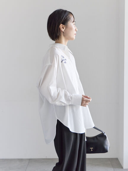 ポイント刺繍シャツ《2026 spring catalog item》（オフホワイト/ストライプ/チェック）｜Te chichi（テチチ）通販