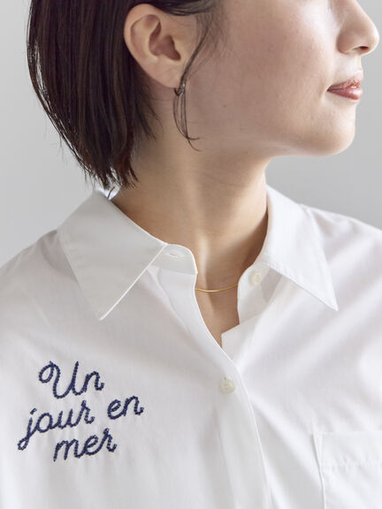ポイント刺繍シャツ《2026 spring catalog item》（オフホワイト/ストライプ/チェック）｜Te chichi（テチチ）通販