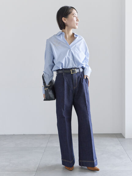 ポイント刺繍シャツ《2026 spring catalog item》（オフホワイト/ストライプ/チェック）｜Te chichi（テチチ）通販