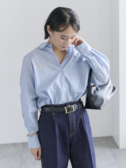 ポイント刺繍シャツ《2026 spring catalog item》（オフホワイト/ストライプ/チェック）｜Te chichi（テチチ）通販