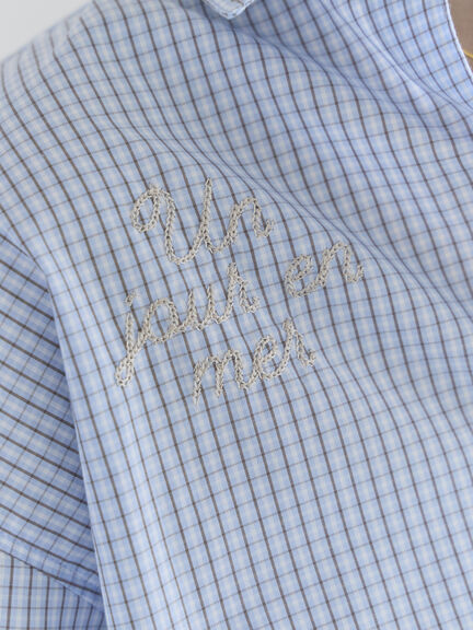 ポイント刺繍シャツ《2026 spring catalog item》（オフホワイト/ストライプ/チェック）｜Te chichi（テチチ）通販