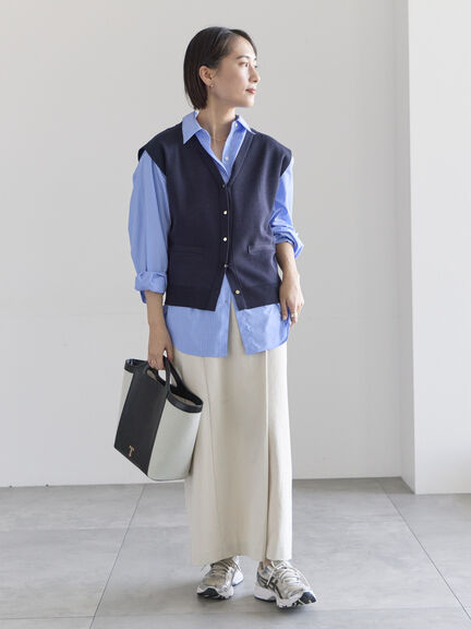 ポイント刺繍シャツ《2026 spring catalog item》（オフホワイト/ストライプ/チェック）｜Te chichi（テチチ）通販