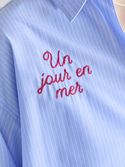 ポイント刺繍シャツ《2026 spring catalog item》（オフホワイト/ストライプ/チェック）｜Te chichi（テチチ）通販