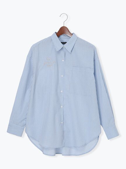 ポイント刺繍シャツ《2026 spring catalog item》（オフホワイト/ストライプ/チェック）｜Te chichi（テチチ）通販