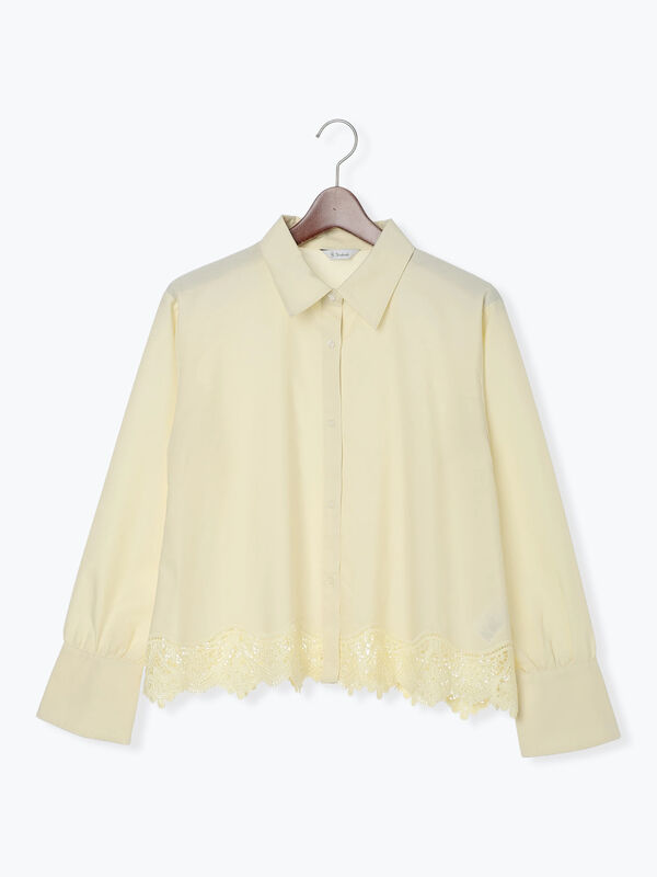 新品Drawer レース ヘムスカラップ ブラウス  BLAMINK Drawer ドゥロワー 22AW 日本製 FALL1 レースヘムスカラップブラウス