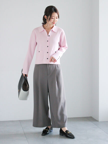 総針衿付きジャケットカーディガン《2026 spring catalog item》（オフホワイト/ピンク/ネイビー）｜Te chichi（テチチ）通販