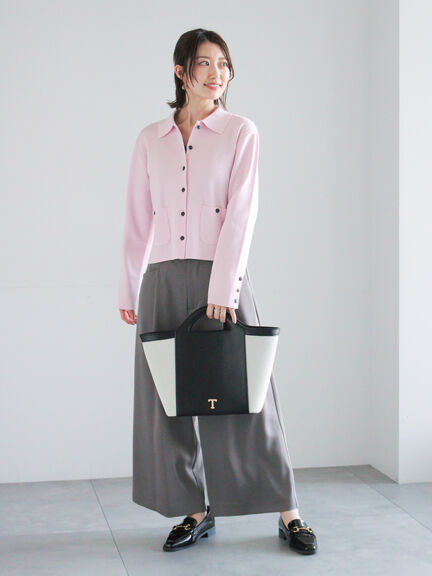 総針衿付きジャケットカーディガン《2026 spring catalog item》（オフホワイト/ピンク/ネイビー）｜Te chichi（テチチ）通販