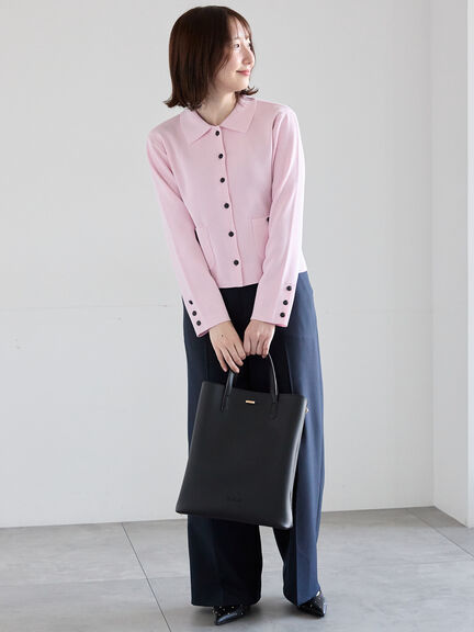 総針衿付きジャケットカーディガン《2026 spring catalog item》（オフホワイト/ピンク/ネイビー）｜Te chichi（テチチ）通販