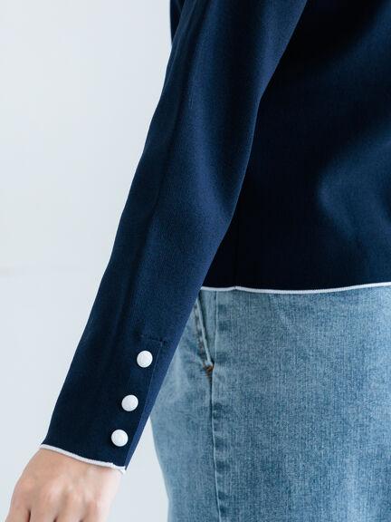 総針衿付きジャケットカーディガン《2026 spring catalog item》（オフホワイト/ピンク/ネイビー）｜Te chichi（テチチ）通販