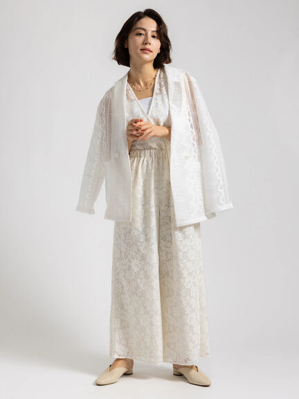 【Atelier ChouChou】オーガンジーレースダブルジャケット（オフホワイト）｜Te chichi（テチチ）通販