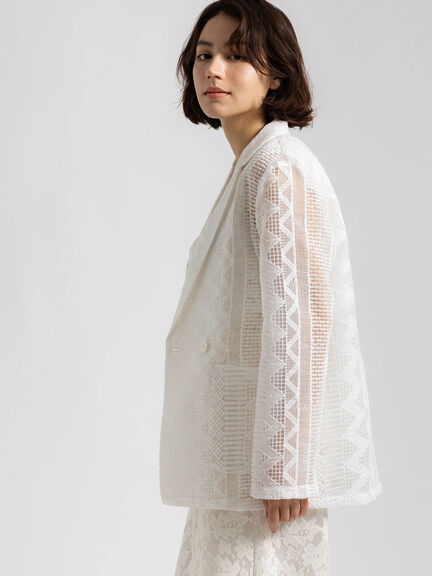 【Atelier ChouChou】オーガンジーレースダブルジャケット（オフホワイト）｜Te chichi（テチチ）通販