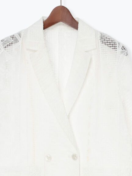 【Atelier ChouChou】オーガンジーレースダブルジャケット（オフホワイト）｜Te chichi（テチチ）通販