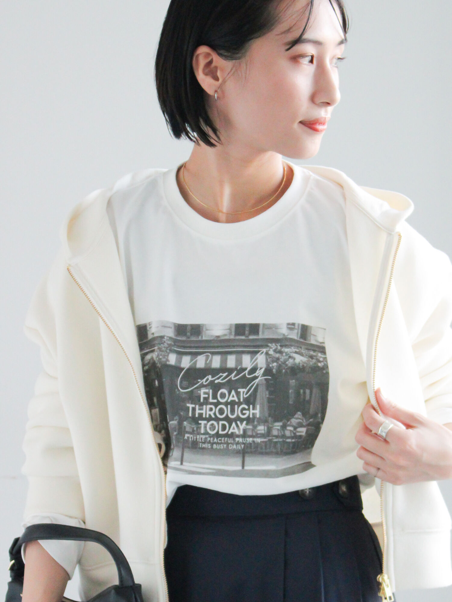 セール】 フォトプリントロングスリーブTシャツ（オフホワイト