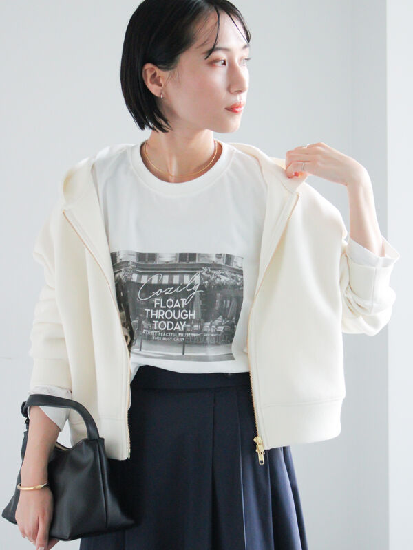 セール】 フォトプリントロングスリーブTシャツ（オフホワイト