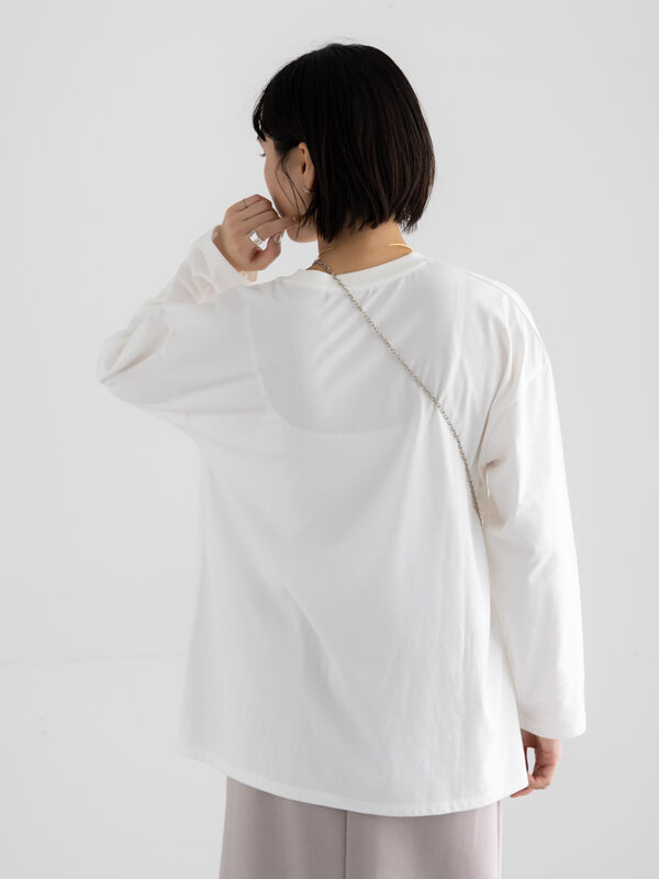 セール】 フォトプリントロングスリーブTシャツ（オフホワイト