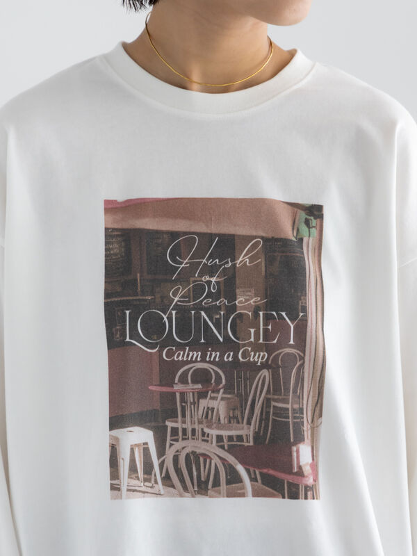 セール】 フォトプリントロングスリーブTシャツ（オフホワイト