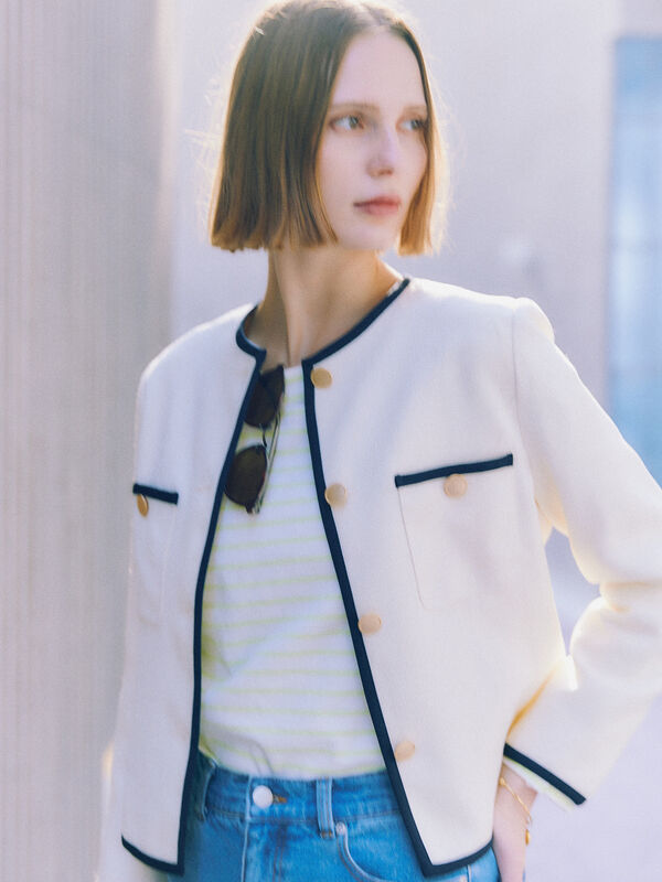 ライトツイードバイカラージャケット《2026 spring catalog item》（アイボリー）｜Te chichi（テチチ）通販