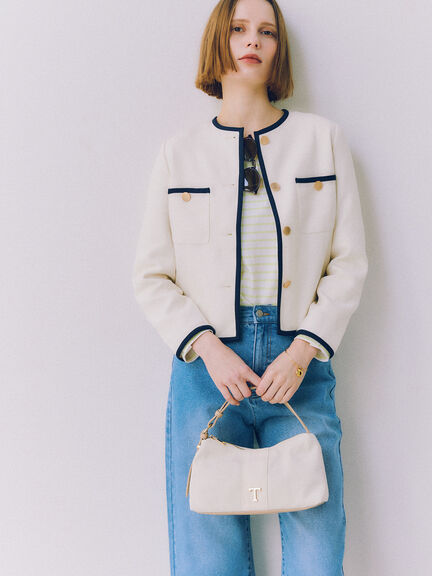 ライトツイードバイカラージャケット《2026 spring catalog item》（ブルー/アイボリー）｜Te chichi（テチチ）通販