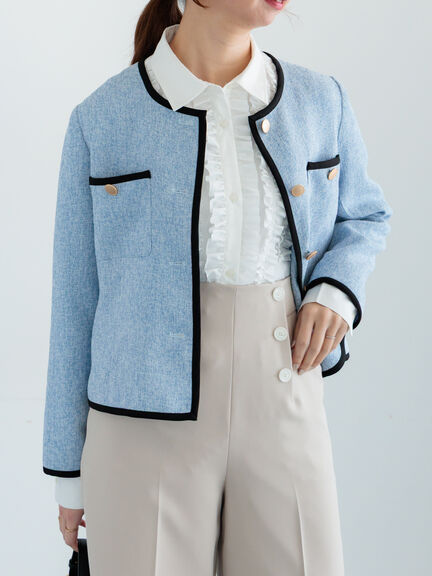 ライトツイードバイカラージャケット《2026 spring catalog item》（ブルー/アイボリー）｜Te chichi（テチチ）通販