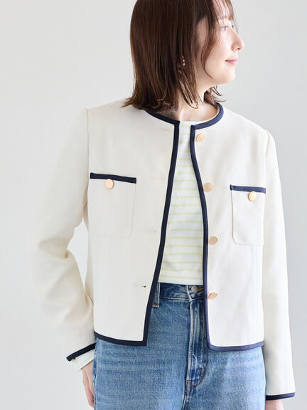 ライトツイードバイカラージャケット《2026 spring catalog item》（ブルー/アイボリー）｜Te chichi（テチチ）通販