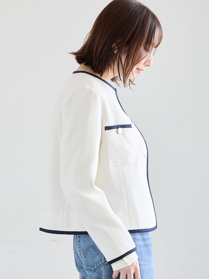 ライトツイードバイカラージャケット《2026 spring catalog item》（ブルー/アイボリー）｜Te chichi（テチチ）通販