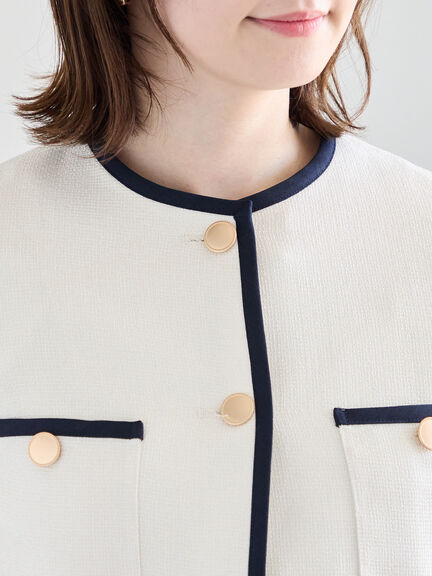 ライトツイードバイカラージャケット《2026 spring catalog item》（ブルー/アイボリー）｜Te chichi（テチチ）通販