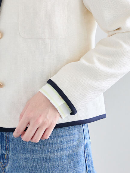 ライトツイードバイカラージャケット《2026 spring catalog item》（ブルー/アイボリー）｜Te chichi（テチチ）通販