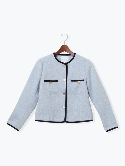 ライトツイードバイカラージャケット《2026 spring catalog item》（ブルー/アイボリー）｜Te chichi（テチチ）通販