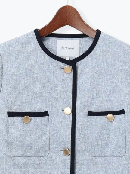 ライトツイードバイカラージャケット《2026 spring catalog item》（ブルー/アイボリー）｜Te chichi（テチチ）通販