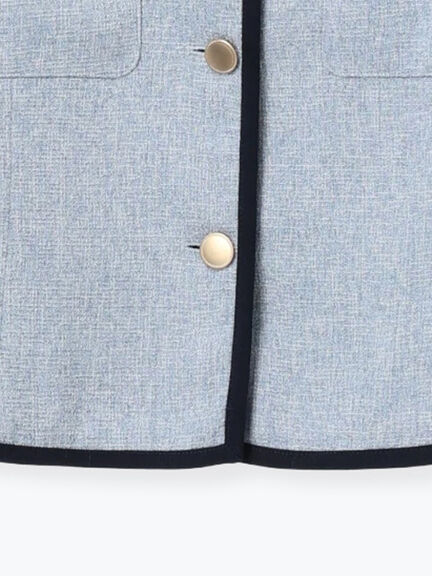 ライトツイードバイカラージャケット《2026 spring catalog item》（ブルー/アイボリー）｜Te chichi（テチチ）通販