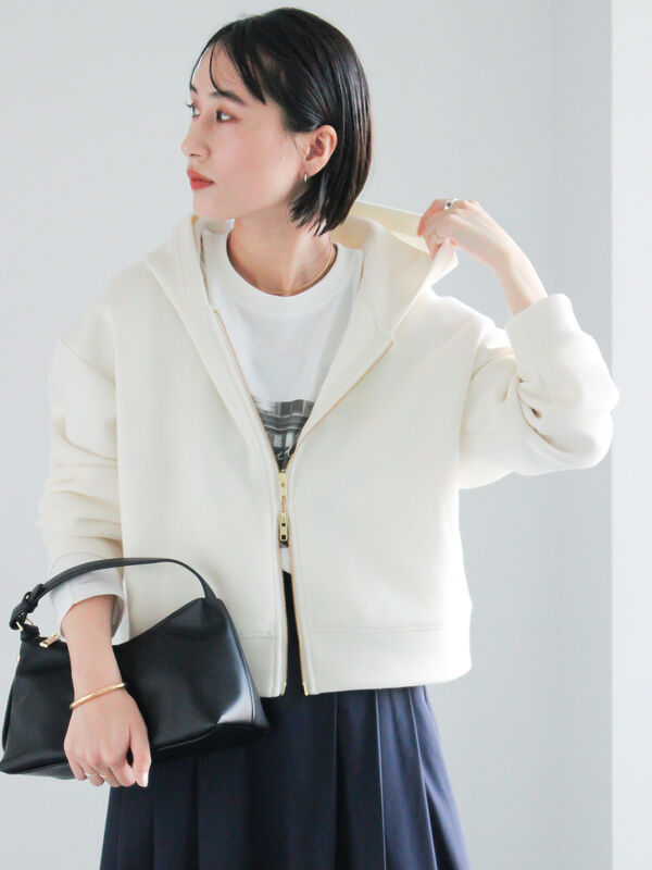 ダンボールジョーゼットフーディー（オフホワイト/グレー/ブラック