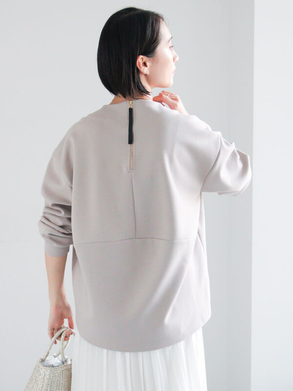 バックジップダンボールプルオーバー（オフホワイト/ブラック/Sグレー