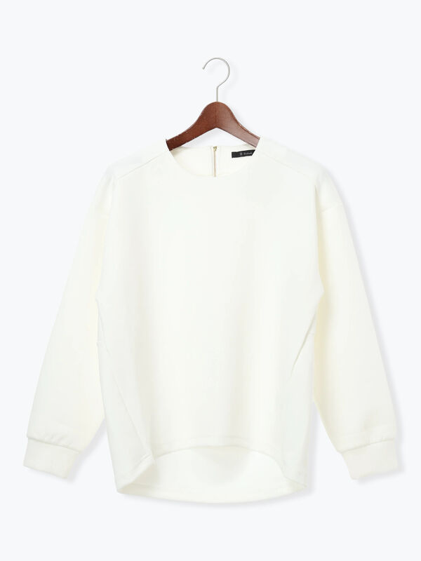 バックジップダンボールプルオーバー（オフホワイト/ブラック/Sグレー