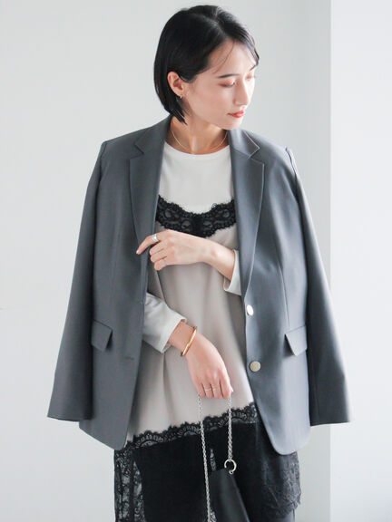 シングルブレストテーラードジャケット《2026 spring catalog item》（グレー/ネイビー）｜Te chichi（テチチ）通販