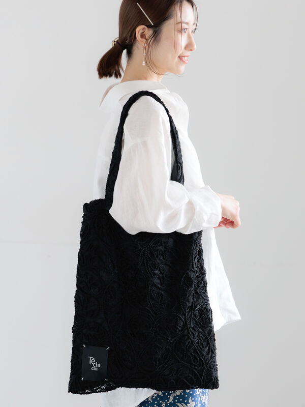 Atelier ファブリックレーストート（オフホワイト/ブラック）｜Te chichi（テチチ）通販