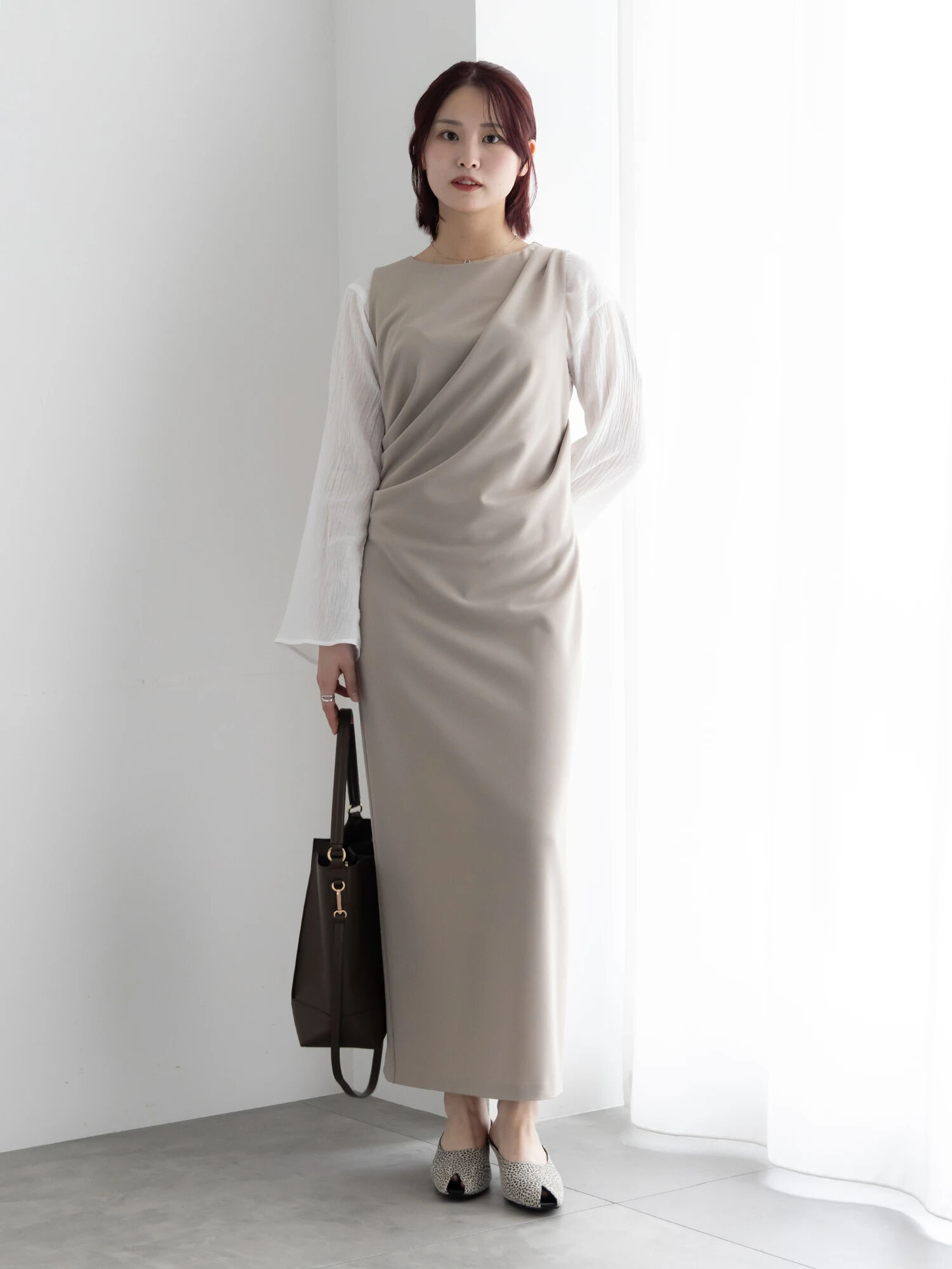 セール】 ドレープ I ラインワンピース【AOYAMA FASHION ASSOCIATION