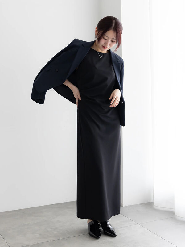 ドレープ I ラインワンピース【AOYAMA FASHION ASSOCIATION × Té chichi】（ブラック）｜Te chichi（テチチ）通販
