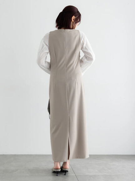 ドレープ I ラインワンピース【AOYAMA FASHION ASSOCIATION × Té chichi】（グレー/ブラック）｜Te chichi（テチチ）通販