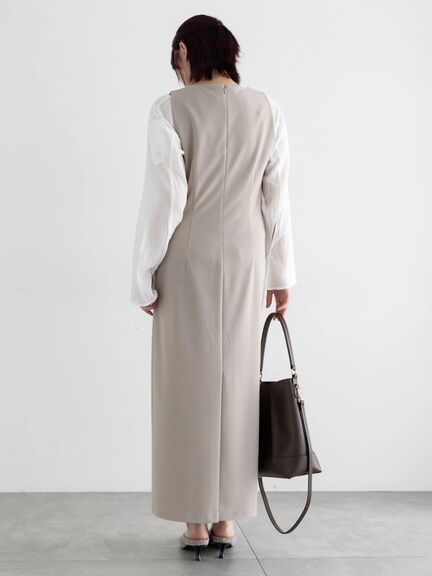 ドレープ I ラインワンピース【AOYAMA FASHION ASSOCIATION × Té chichi】（グレー/ブラック）｜Te chichi（テチチ）通販