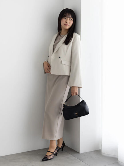 ドレープ I ラインワンピース【AOYAMA FASHION ASSOCIATION × Té chichi】（グレー/ブラック）｜Te chichi（テチチ）通販