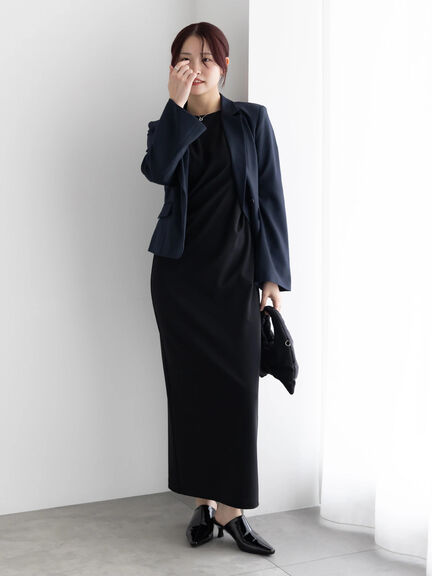 ドレープ I ラインワンピース【AOYAMA FASHION ASSOCIATION × Té chichi】（グレー/ブラック）｜Te chichi（テチチ）通販