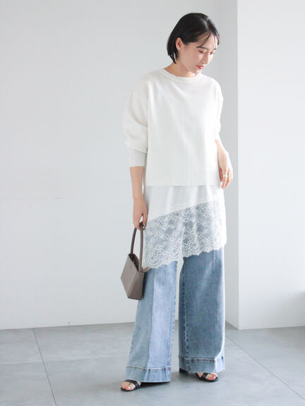 【2026年3月InRed掲載波瑠さん着用】イレギュラーヘムレイヤードレースキャミ（オフホワイト/グレー/ブラック）｜Te chichi（テチチ）通販