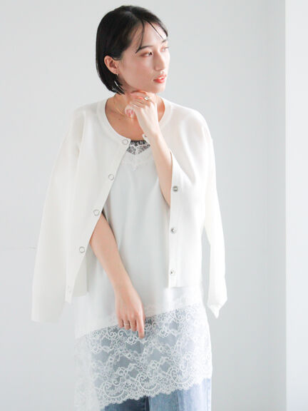 【2026年3月InRed掲載波瑠さん着用】イレギュラーヘムレイヤードレースキャミ（オフホワイト/グレー/ブラック）｜Te chichi（テチチ）通販