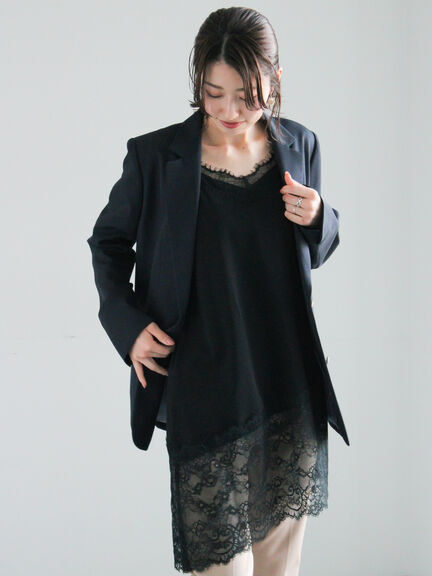 【2026年3月InRed掲載波瑠さん着用】イレギュラーヘムレイヤードレースキャミ（オフホワイト/グレー/ブラック）｜Te chichi（テチチ）通販