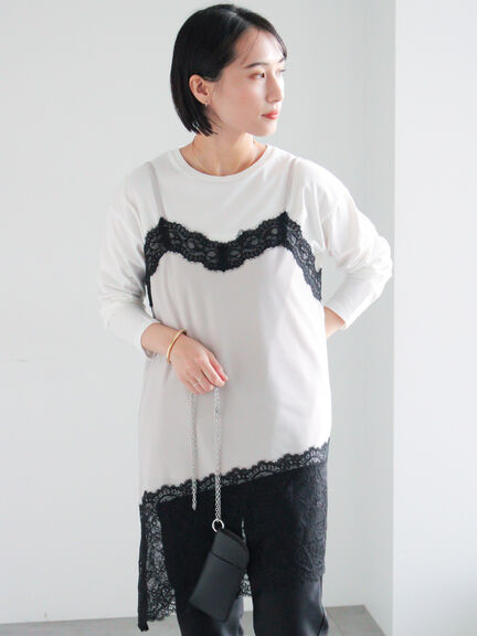 【2026年3月InRed掲載波瑠さん着用】イレギュラーヘムレイヤードレースキャミ（オフホワイト/グレー/ブラック）｜Te chichi（テチチ）通販