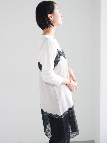 【2026年3月InRed掲載波瑠さん着用】イレギュラーヘムレイヤードレースキャミ（オフホワイト/グレー/ブラック）｜Te chichi（テチチ）通販