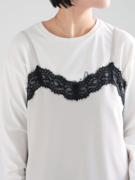 【2026年3月InRed掲載波瑠さん着用】イレギュラーヘムレイヤードレースキャミ（オフホワイト/グレー/ブラック）｜Te chichi（テチチ）通販